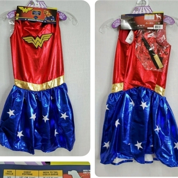 NWT Rubie's Wonder Woman Pet Dog Halloween Costume Cosplay Dress Headband New - Picture 6 of 11